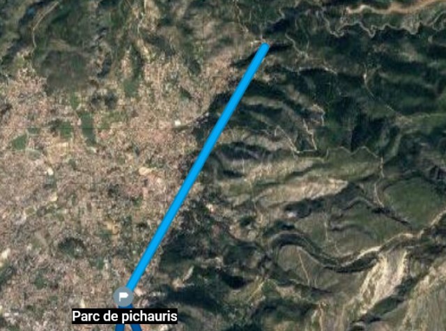 Tracé très approximatif de la randonnée au Parc de Pichauris